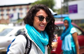 Hat Geschichte geschrieben: Raha Moharrak bei ihrer Ankunft in Kathmandu.&nbsp;
